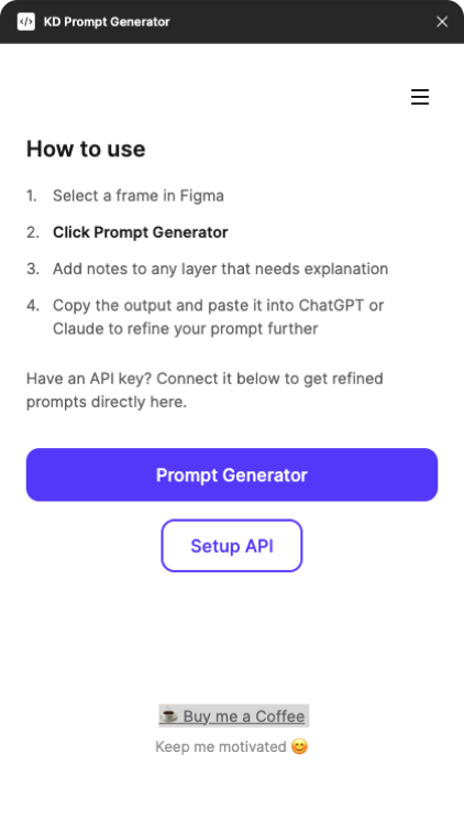 Home screen with instructions